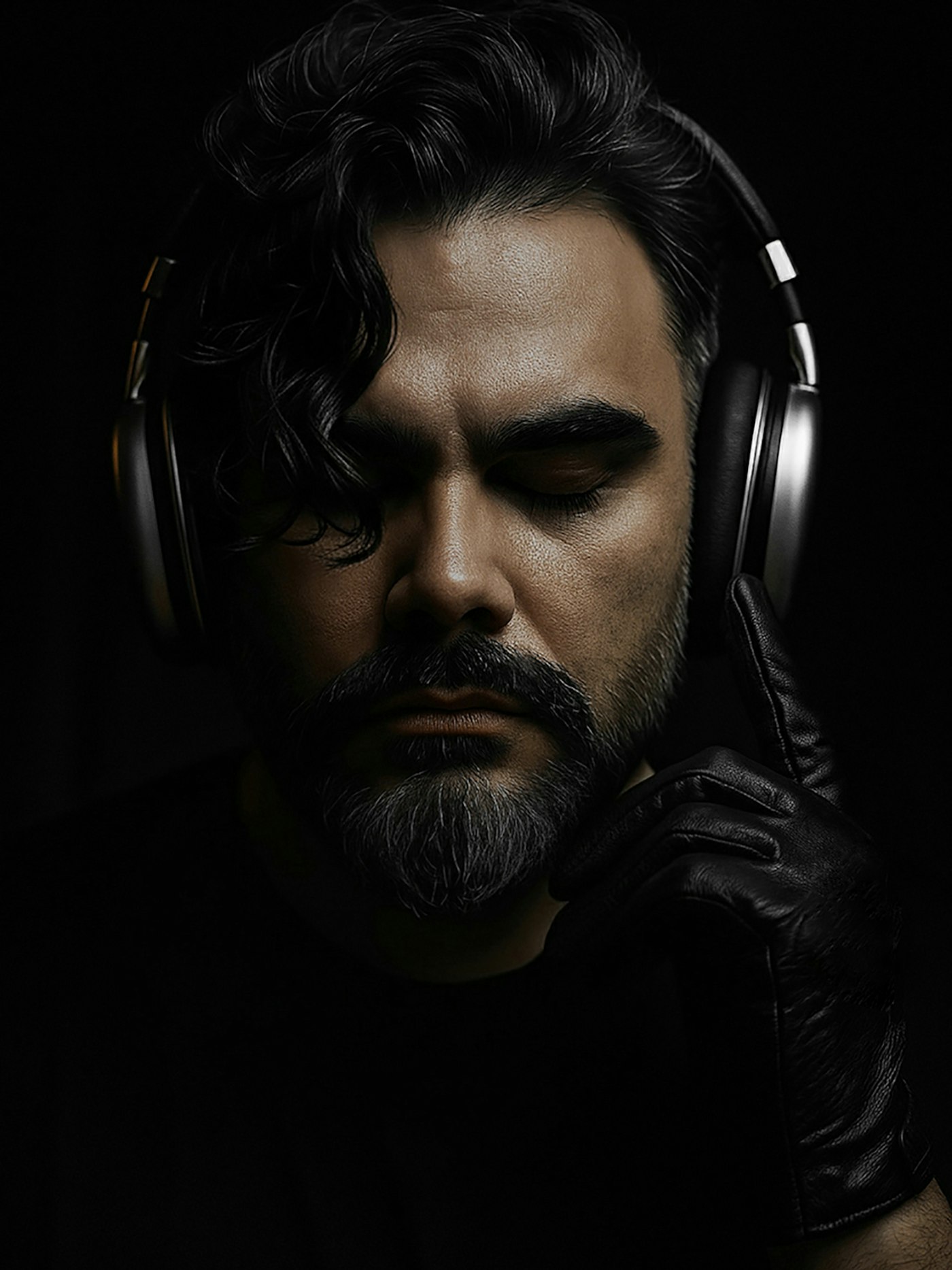 Artist listening to music with headphones